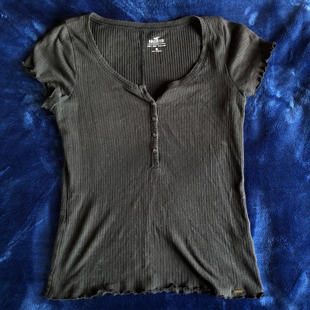 Black Hollister Ruffle Tee
